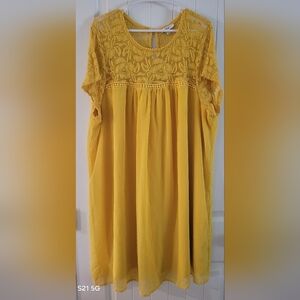 AUW Mustard Short Sleeve Boho Style Dress 3X ❤️